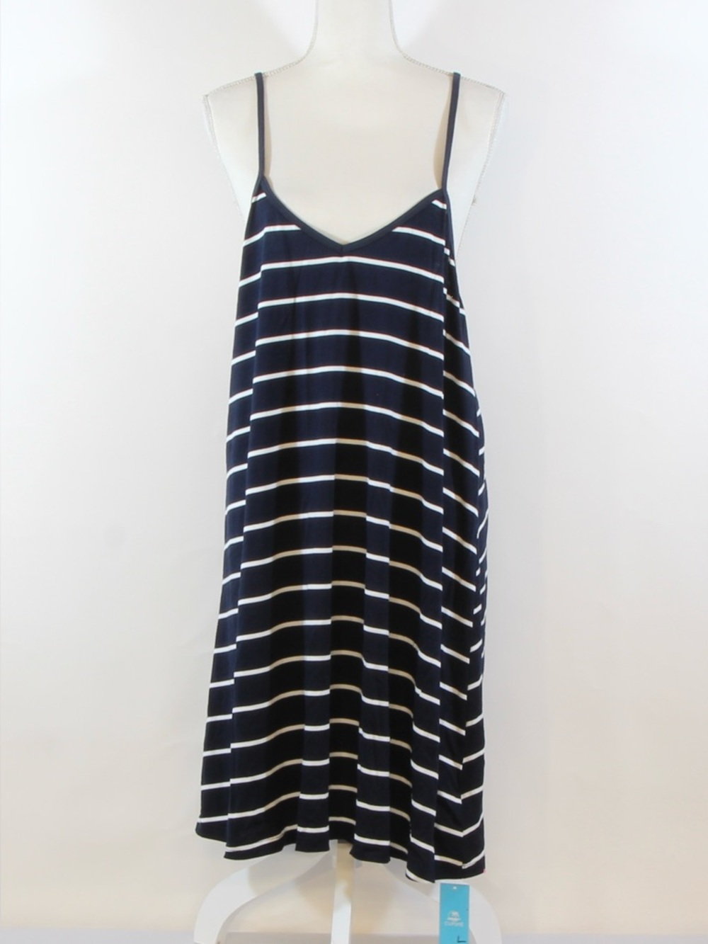Cupshe Women's Navy Blue Striped V-Neck Loose Fit Cover-Up Minidress NWT